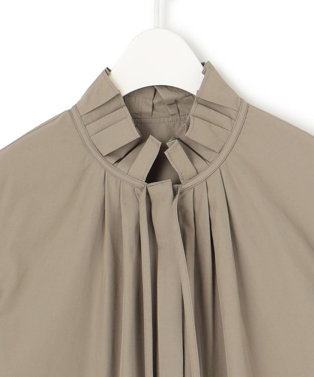 ICB 【洗える】コットンナイロンタイプライター デザインカラーブラウス フォーン系