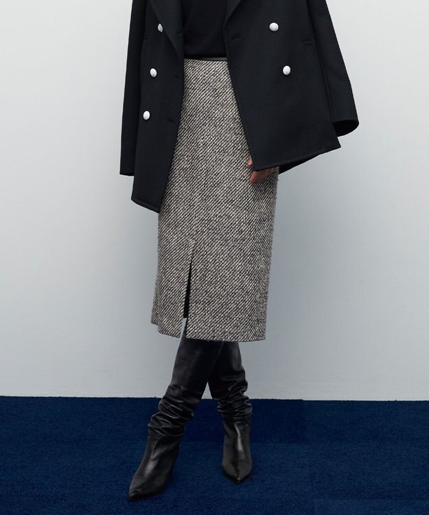 BEIGE， FRESNEL / Iラインスカート Gray×Beige