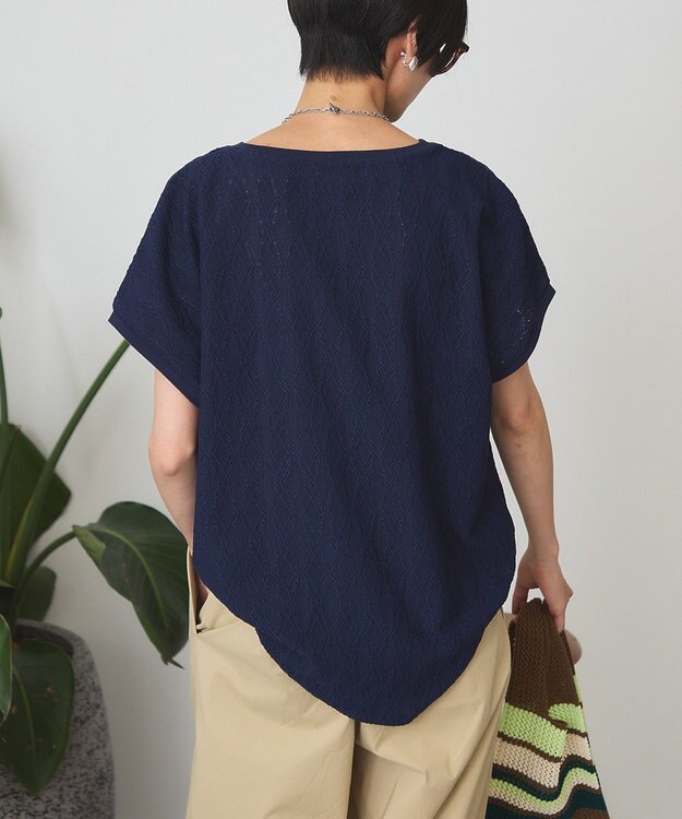 AMERICAN HOLIC フレンチスリーブ総レースプルオーバー Navy