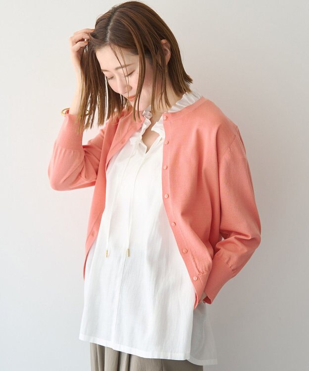 YECCA VECCA 【マシンウォッシャブル】カーディガン② Salmon Pink