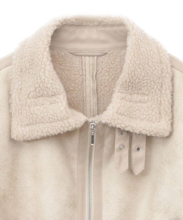 Green Parks フェイクムートンブルゾン Beige