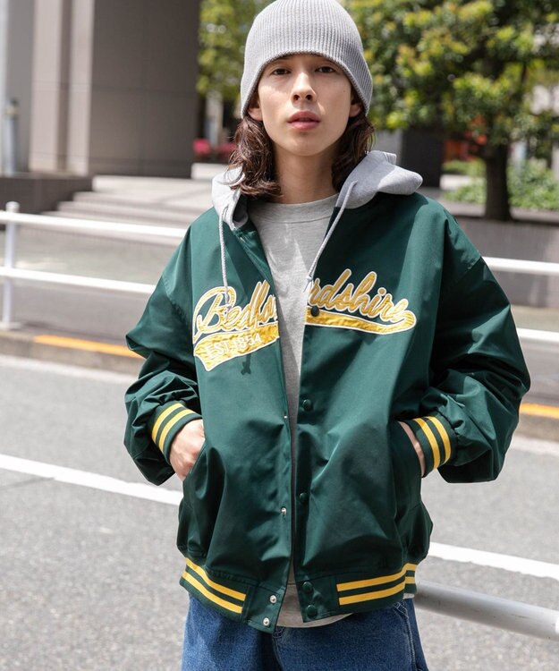 WEGO 【ユニセックス着用ITEM】フードワッペンスタジャン ダークグリーン