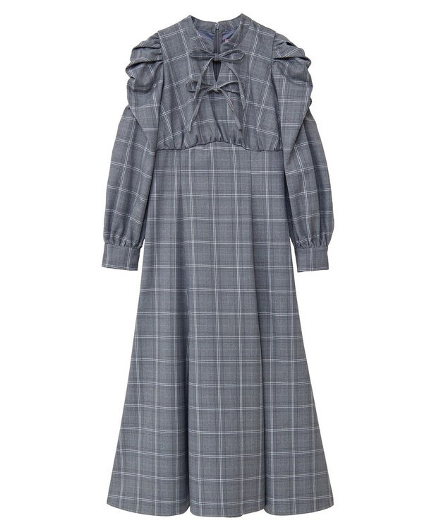 Maison de FLEUR 聡明な淑女のチェックワンピース Gray