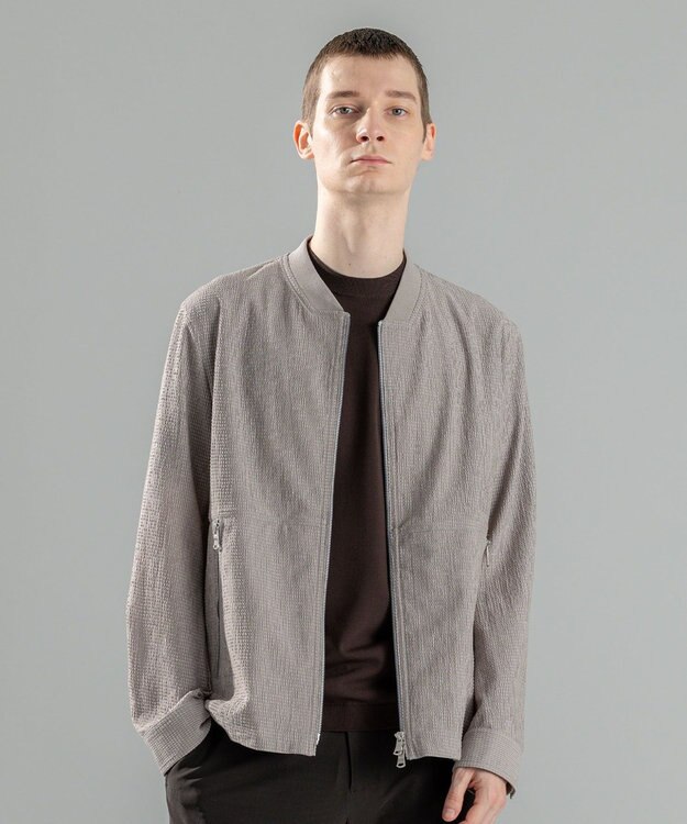 JOSEPH HOMME ＜新色追加＞新素材【通気性/ストレッチ】トリコサッカーストレッチ 　ジップアップブルゾン ライトグレー系