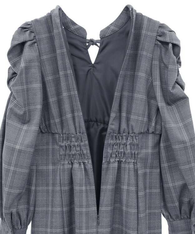 Maison de FLEUR 聡明な淑女のチェックワンピース Gray