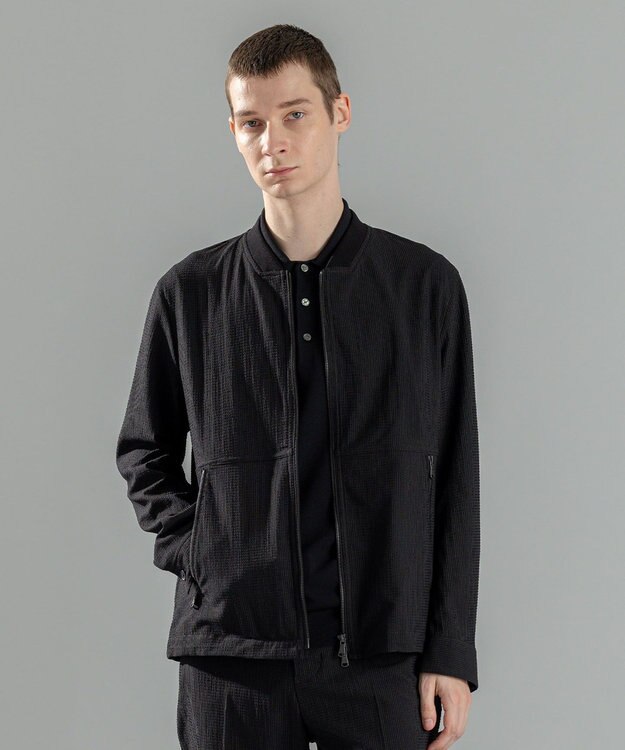 JOSEPH HOMME ＜新色追加＞新素材【通気性/ストレッチ】トリコサッカーストレッチ 　ジップアップブルゾン ブラック系