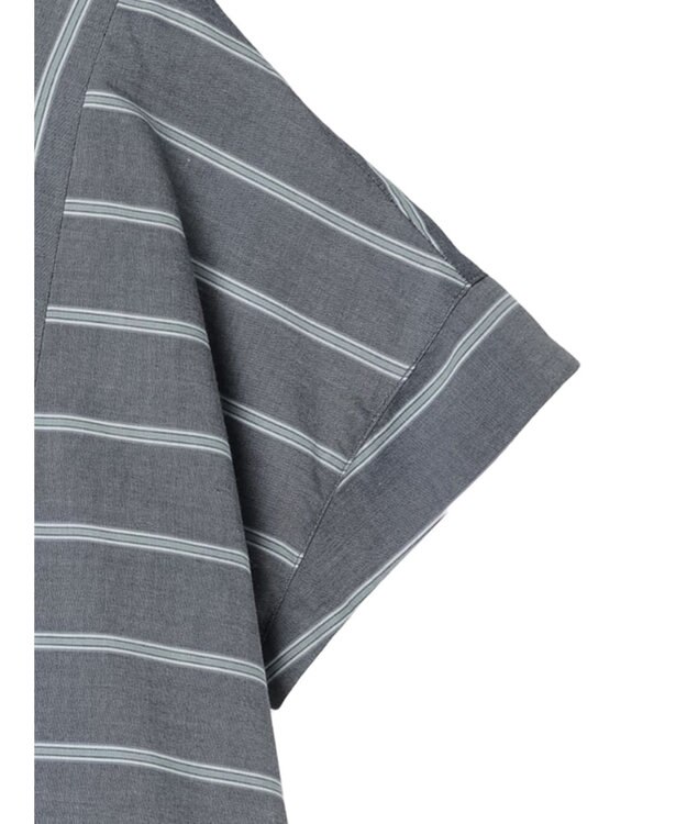 AMERICAN HOLIC 接触冷感フレンチスリーブ切り替えフレアブラウス Stripe Navy