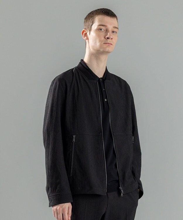 JOSEPH HOMME ＜新色追加＞新素材【通気性/ストレッチ】トリコサッカーストレッチ 　ジップアップブルゾン ブラック系