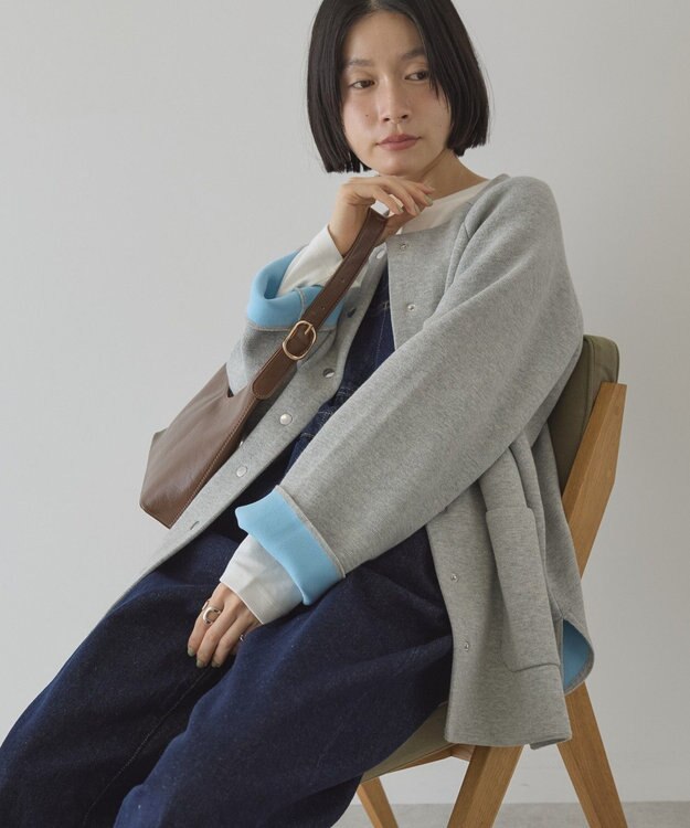 AMERICAN HOLIC Wフェイスラウンドヘム ラグランニットカーディガン Gray Mixture