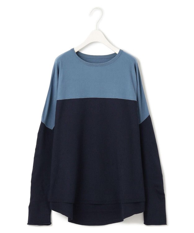 ICB 【洗える】ヴィスコースワイド プルオーバー ライトダルブルー×ネイビー系