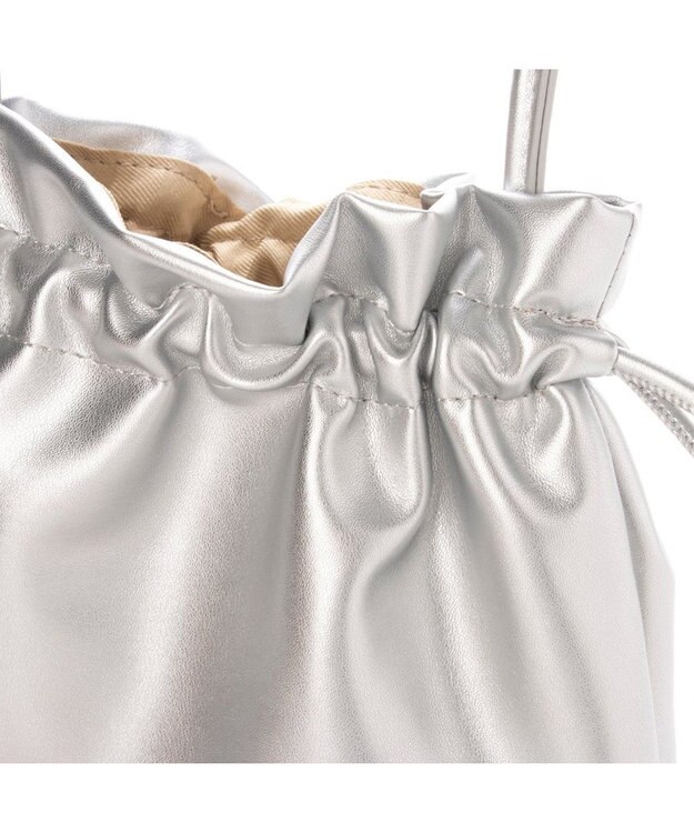 UNBILLION cachecache ギンガムチェックトート付き巾着ショルダー シルバー