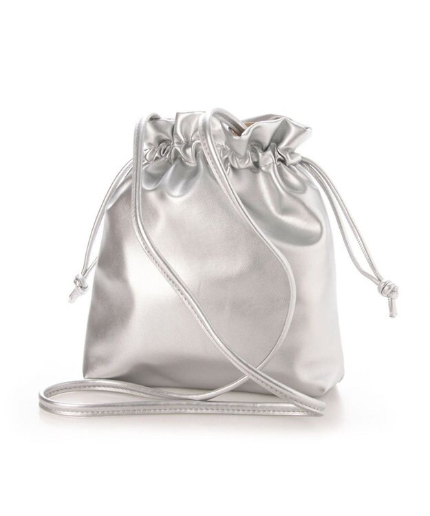 UNBILLION cachecache ギンガムチェックトート付き巾着ショルダー シルバー