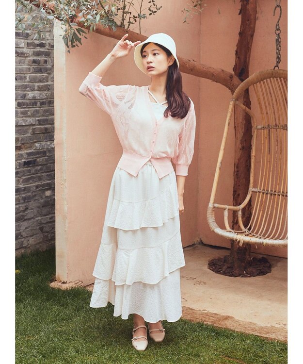 earth music&ecology 花柄シアーカーディガン Pink