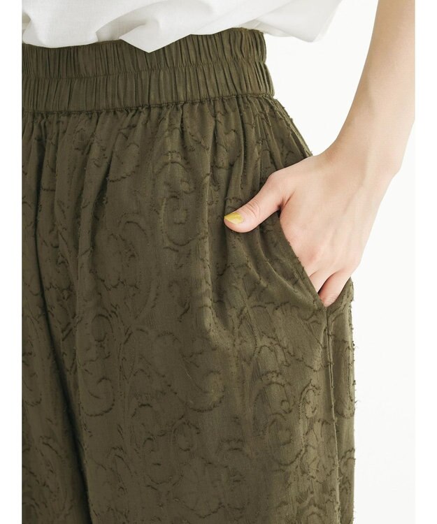 Green Parks インド綿　ジャガードイージーパンツ Khaki