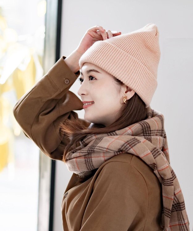 MOONBAT 【洗える】伸縮性に優れたストレスフリー ニット帽 ゆったり ピンクベージュ