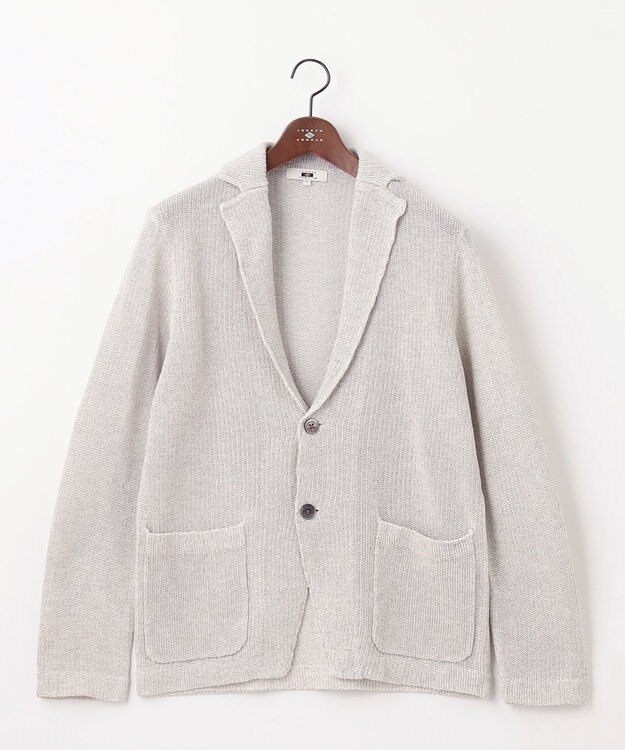 JOSEPH ABBOUD 【洗える】ストローヤーン ニット ジャケット ライトグレー系