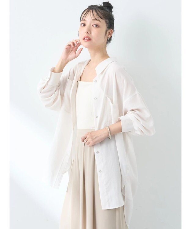 earth music&ecology ウ゛ィンテージボタンフロントポケットシャツ White