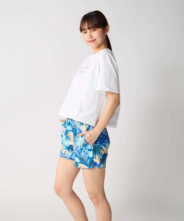 OP／FILA 【Ocean Pacific】裾ブラウジングTシャツ付き４点セット水着 ネイビー