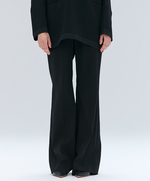 BEIGE， 【洗える】DELANO / ハイストレッチフレアパンツ Black