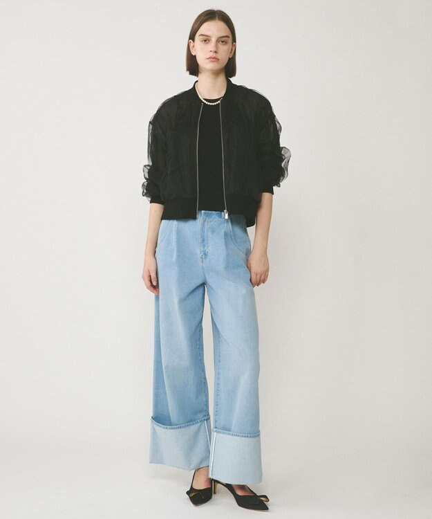 GRACE CONTINENTAL チュールギャザーブルゾン ブラック