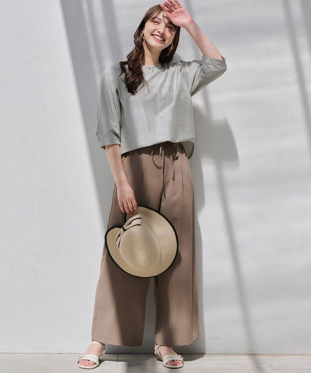 ANY SIS 【洗える】イージードロスト ワイドパンツ モカ