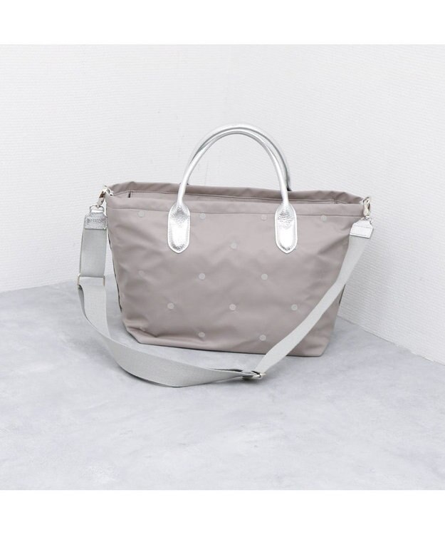 UNBILLION ペルケ perche / ナイロンドット刺繍2wayトート ライトグレー