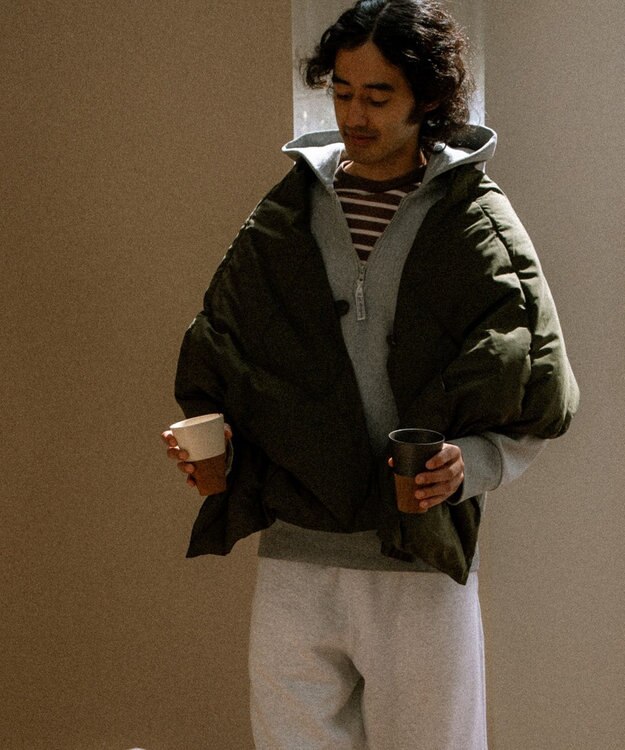 KWD 【日本製/UNISEX】DOWN SHAWL グリーンダウン ダウンショール カーキ