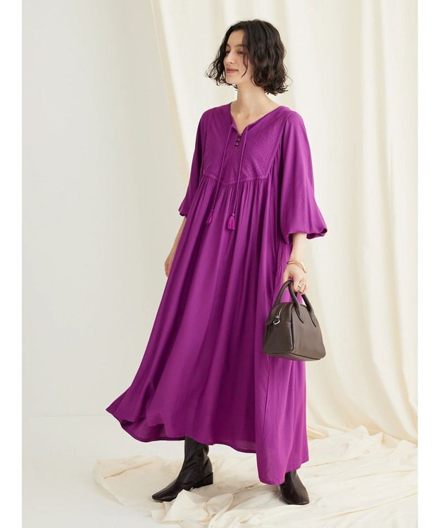 CRAFT STANDARD BOUTIQUE レーヨンキルト切り替えワンピース Purple