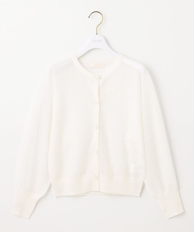 ANY SIS 【洗える】シアークルー カーディガン オフ