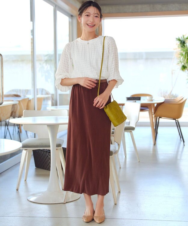 Tiaclasse シアーチェックブラウス オフホワイト