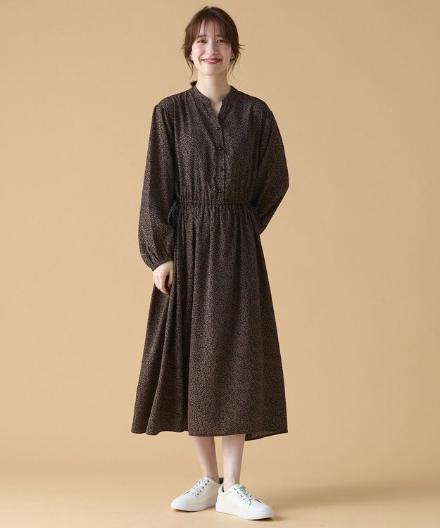 ANY 【洗濯機可能/ウエストゴム】ウエストギャザー ワンピース フラワー