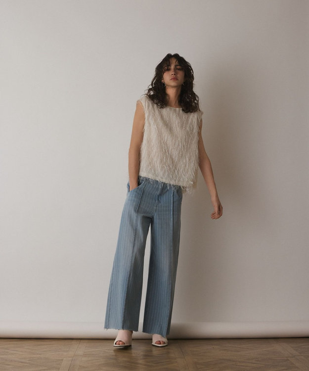 GRACE CONTINENTAL フリンジギャザートップ キナリ