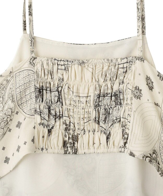 YECCA VECCA スカーフ柄オーバーキャミ Ivory