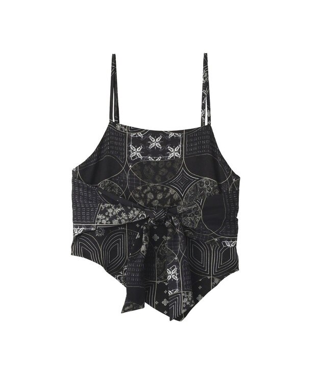 YECCA VECCA スカーフ柄オーバーキャミ Black