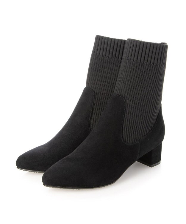 Riz raffinee <Riz raffinee> ポインテッドニットブーツ ブラックスエード