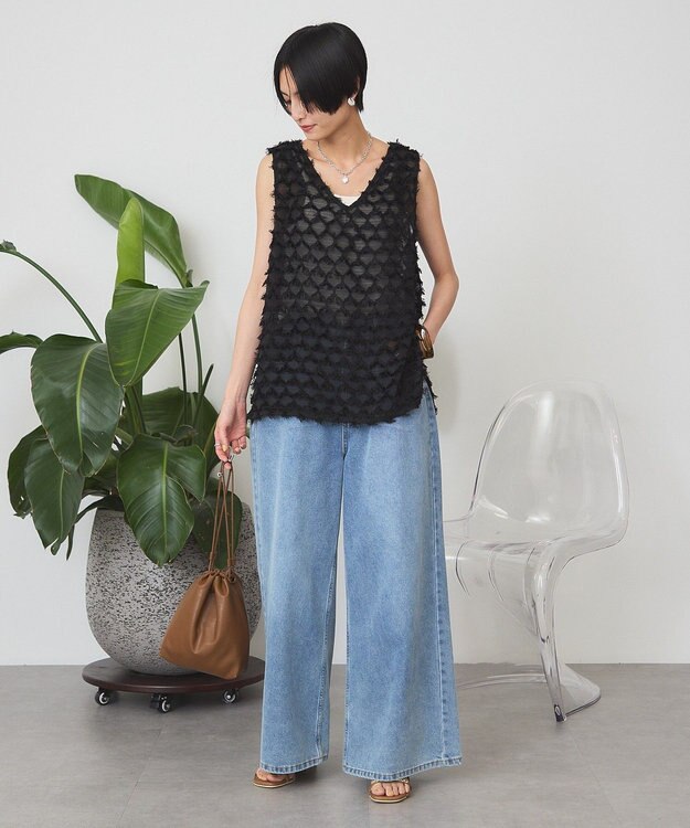 AMERICAN HOLIC Ｖネックシャギーベスト Black