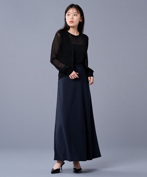 uncrave マット サテン フレアスカート（uncrave STANDARD） ネイビー