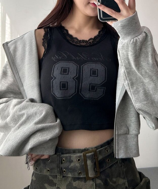 WEGO グラフィックレースタンク ブラック