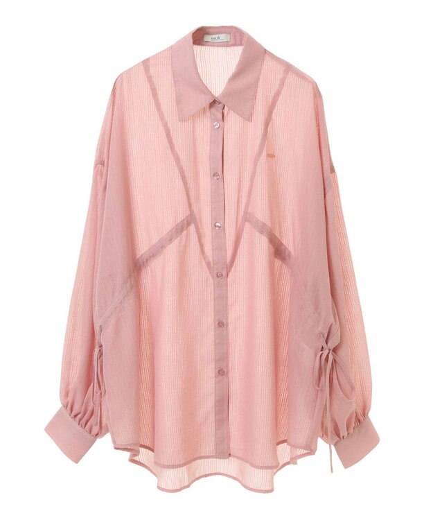 earth music&ecology ウエストドロストシアーシャツ Pink