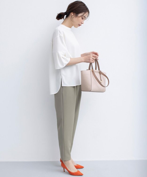 組曲 【洗える・ストレッチ】プランタンカラークロップド パンツ モカカーキ系