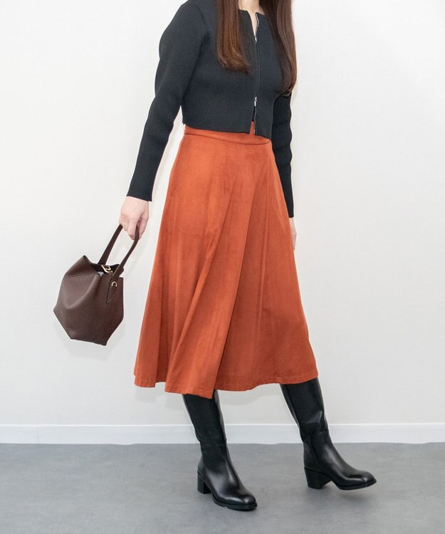 INTER-CHAUSSURES 【LORISTELLA】シュリンクレザーバケットバッグ ダークブラウン