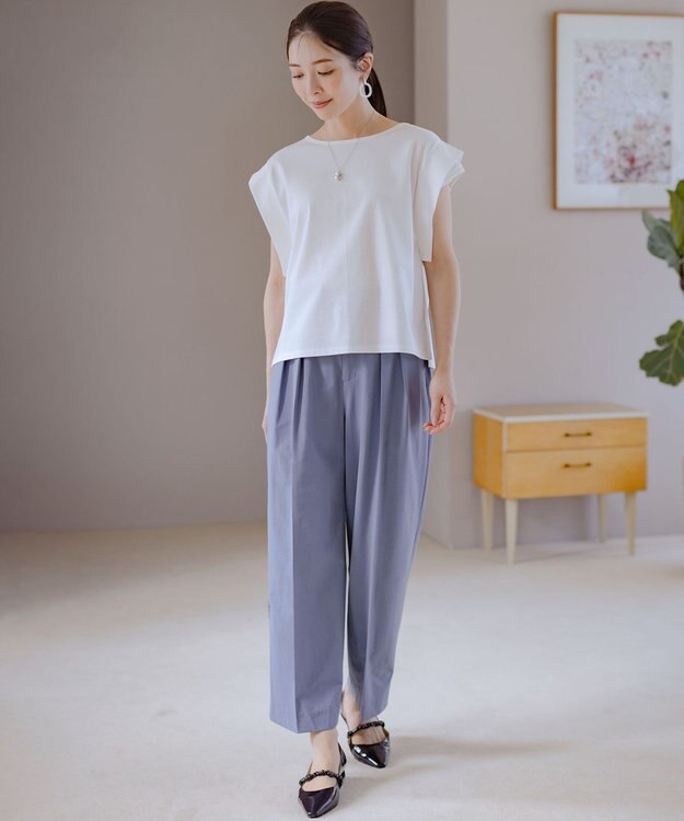 組曲 S ハシゴレースフレンチスリーブ カットソー ホワイト系