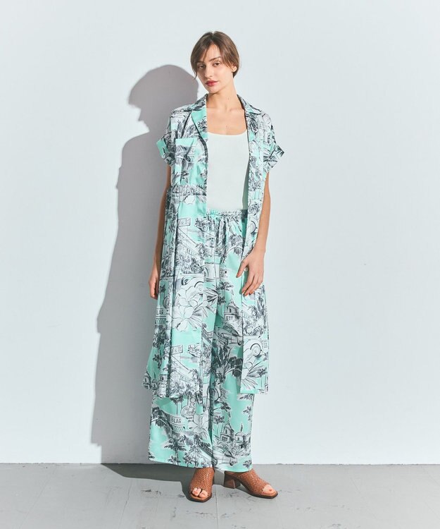 GRACE CONTINENTAL リゾートプリントツイルドレス ミント