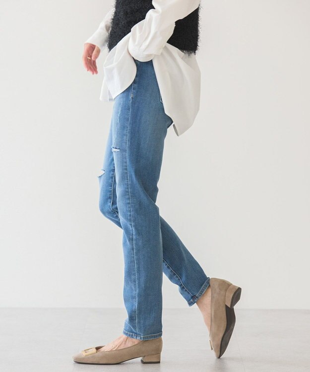 AMERICAN HOLIC スキニーフィットダメージデニム Light Indigo