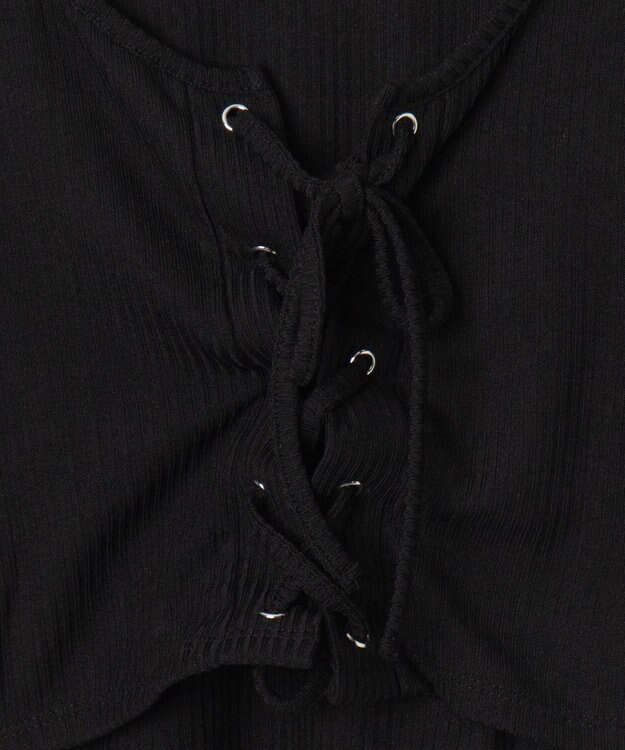 WEGO レイヤードレースアップ長袖トップス ブラック