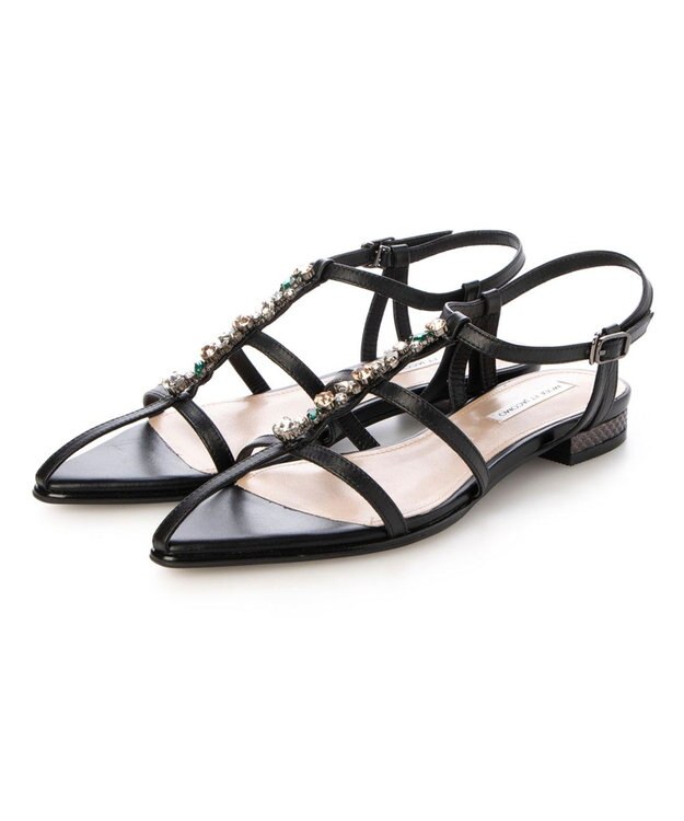MODE ET JACOMO <MODE ET JACOMO>ポインテッドトゥTストラップサンダル ブラック