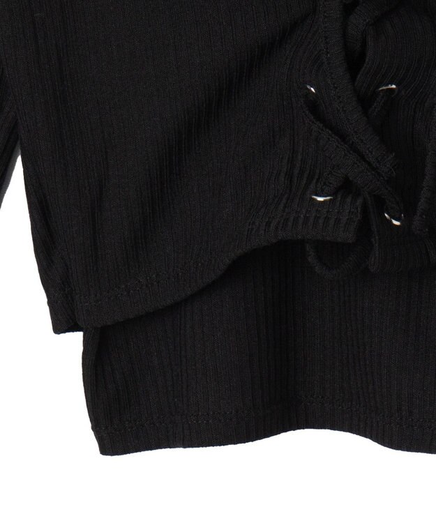 WEGO レイヤードレースアップ長袖トップス ブラック