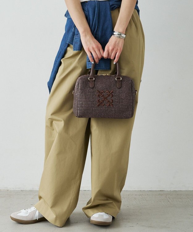 russet ナイロンラフィアミニボストンバッグ(CE-1715) D.Brown