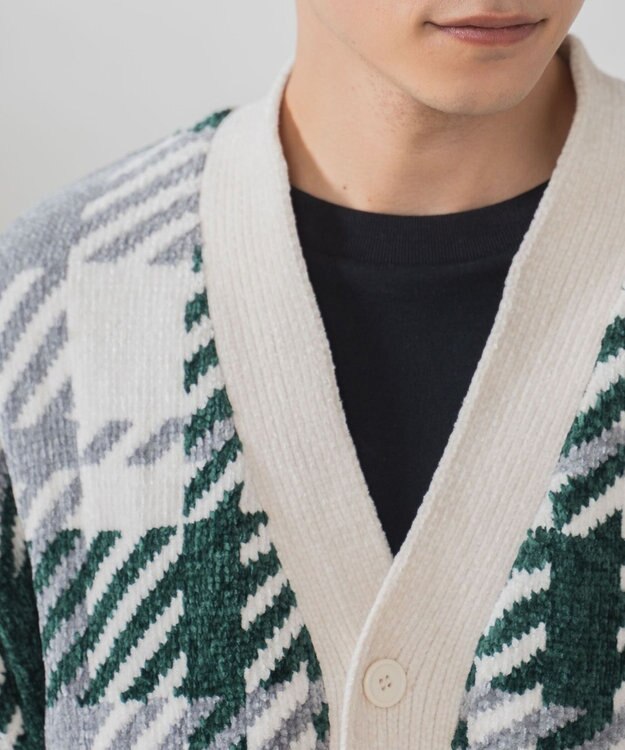 WEGO ベロアモール総柄カーディガン 柄1