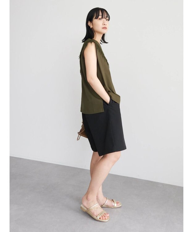 Green Parks ・ＳＵＧＡＲ　ＳＰＯＯＮ　フリンジフレンチＴシャツ Khaki